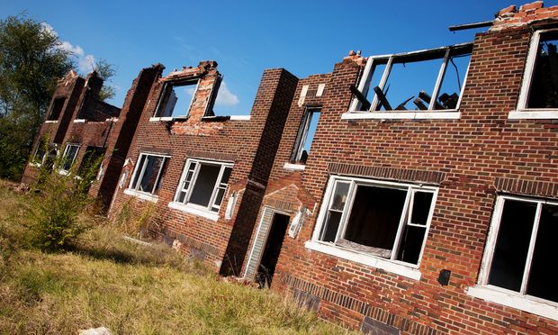 Deserted red brick apartments