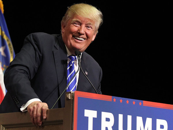 Republican presidential candidate Donald Trump speaks during a campaign rally at the Treasure Island Hotel & Casino