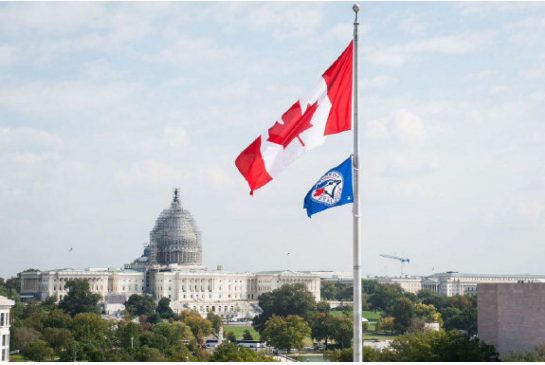 The Canadian embassy in Washington raised the Blue Jays flag on Thursday