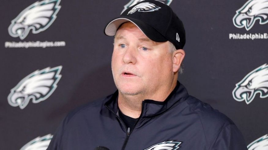 Philadelphia Eagles head coach Chip Kelly speaks with members of the media at the NFL football team's practice facility Thursday Oct. 15 2015 in Philadelphia