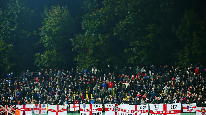 England fans get behind their team in Vilnius      
        
            
    
               Show Grid