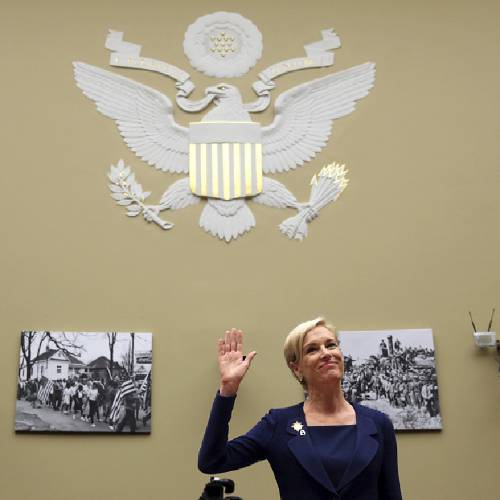 Federation president Cecile Richards is sworn in before she testifies before the House Committee on Oversight and Government Reform on Capitol Hill in Washingt