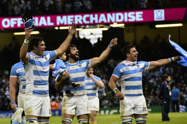 AFP  Loic VenanceL-R Argentina's lock Matias Alemanno flanker Juan Martin Fernandez Lobbe and back row forward Facundo Isa celebrate after winning during a quarter-final match of the 2015 Rugby World Cup