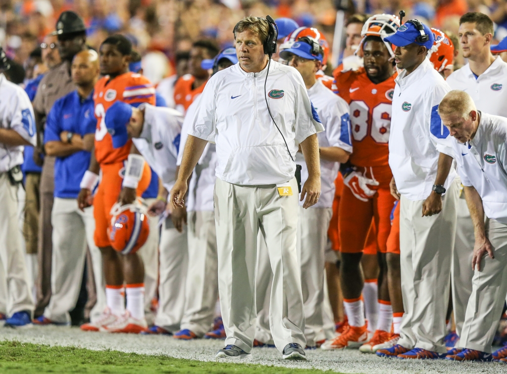 Florida head coach Jim Mc Elwain during the first half of an NCAA college football game against Mississippi Saturday Oct. 3 2015 in Gainesville Fla. Florida won 38-10