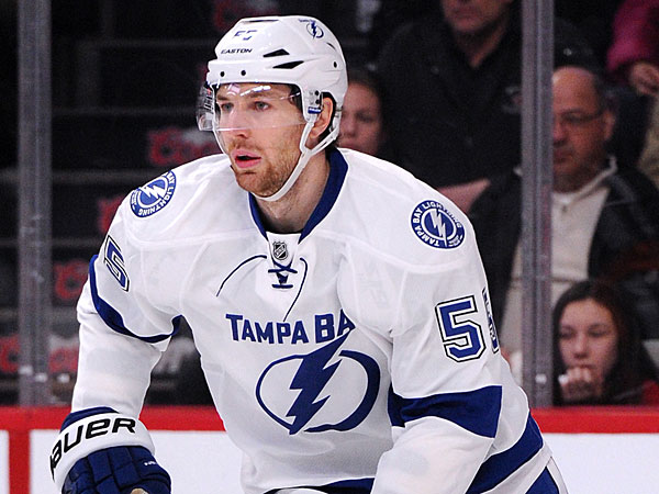 Braydon Coburn #55 of the Tampa Bay Lightning