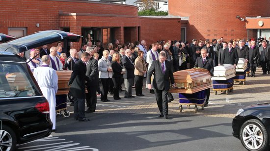 Funeral held for five victims of Carrickmines fire