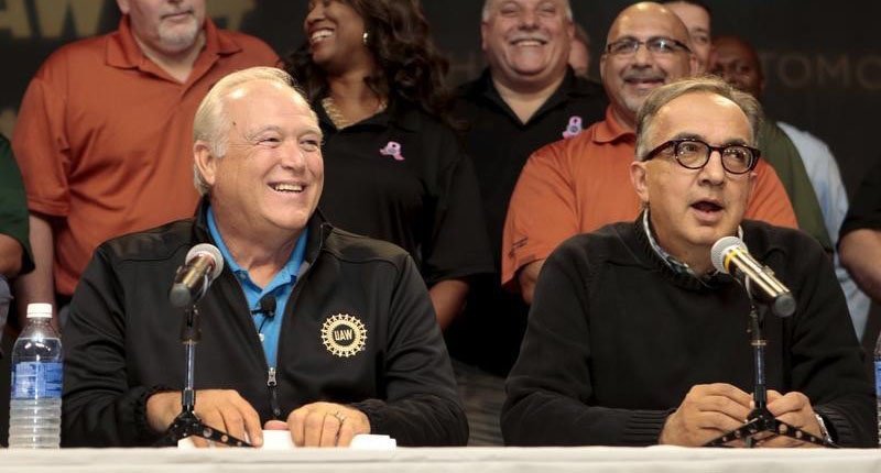 United Auto Workers President Dennis Williams and Fiat Chrysler Automobiles CEO Sergio Marchionne hold a news conference to announce a tentative agreement in Detroit Michigan