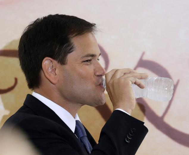 Donald Trump sent Senator Marco Rubio a case of water and two towels beceuase he is'always sweating