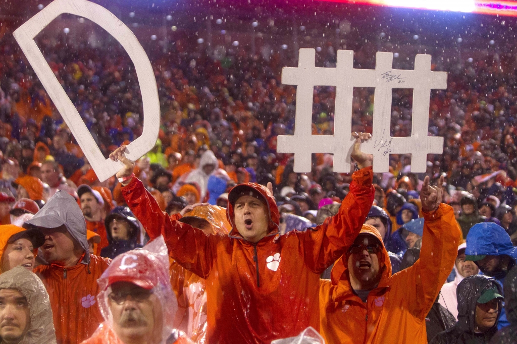 Oct 3 2015 Clemson SC USA Clemson Tigers fans react during the second half against the Notre Dame Fighting Irish at Clemson Memorial Stadium. Mandatory Credit Joshua S. Kelly-USA TODAY Sports