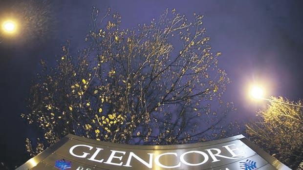 The logo of Glencore in front of the company’s headquarters in the Swiss town of Baar