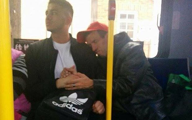 Godfrey Cuotto and Robert on a bus in Canada