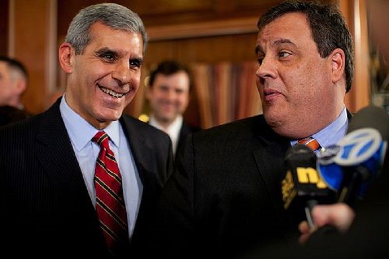 Gov. Chris Christie with State Sen. Joe Kyrillos in 2012