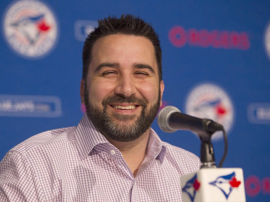 Toronto Blue Jays general manager Alex Anthopoulos attends a yearend press conference in Toronto on Monday