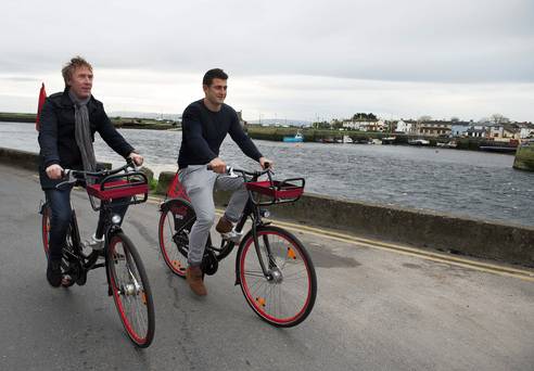 Hector O hEochagain at the launch of the Galway Bikes scheme