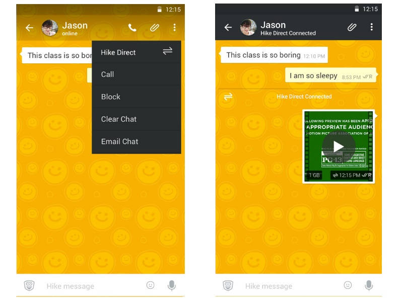 Hike Adds offline 'Feature' to send messages and files