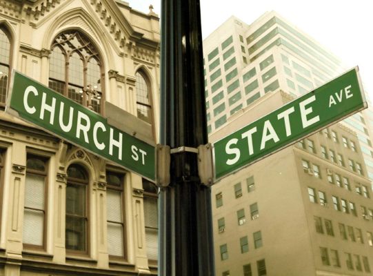 Church state Religion Government Spirituality Conflict Road Sign