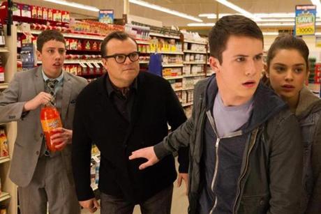 Hopper Stone SMPSP		Top from left Ryan Lee Jack Black Dylan Minnette and Odeya Rush in “Goosebumps.”