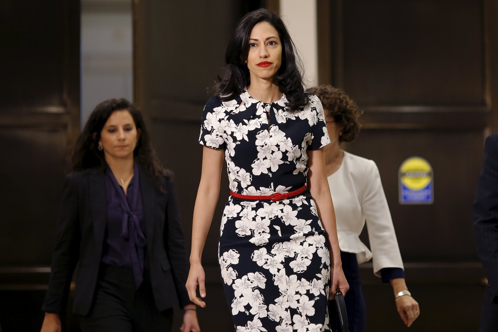 Huma Abedin aide to Hillary Clinton arrives to meet with the House Select Committee on Benghazi in the US Capitol in Washington on Friday. — Reuters