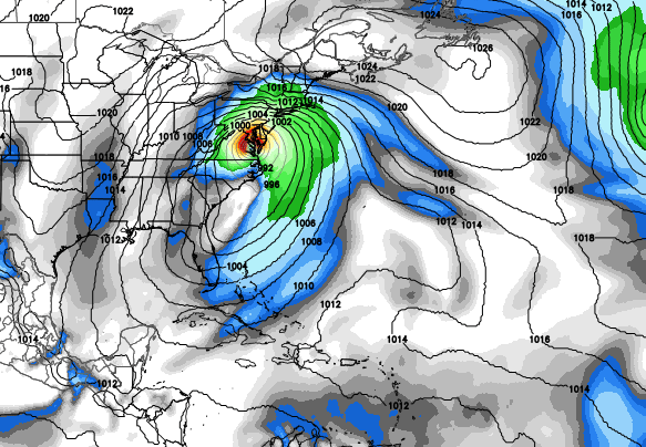 GFDL hurricane model projects worst case scenario for D.C. area with Hurricane Joaquin moving northeast through Virginia just west of the Chesapeake Bay