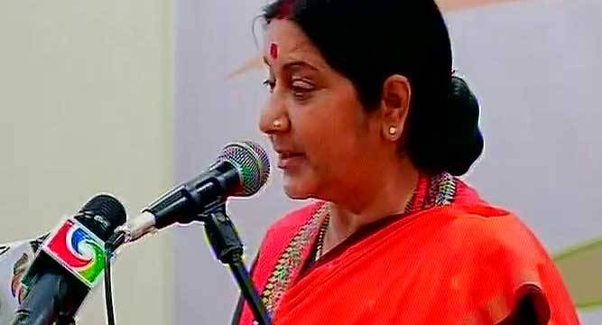 Sushma Swaraj asks NRIs to help in'Clean Ganga,'Swachh Bharat