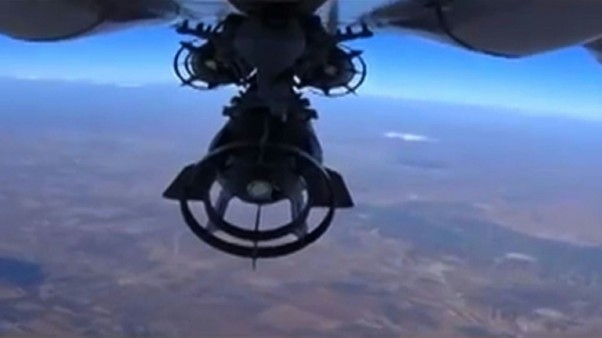 Russian Defence Ministry  AFP  File -An image reportedly showing a Russian aircraft dropping bombs during an air strike against Islamic State group positions at an undisclosed location in Syria