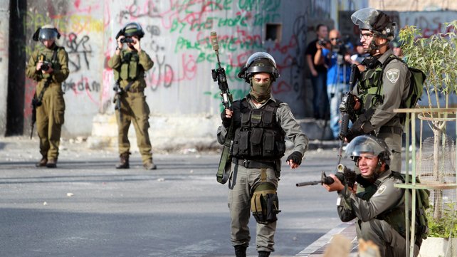 Israeli soldiers seen during clashes in the West Bank town of Bethlehem