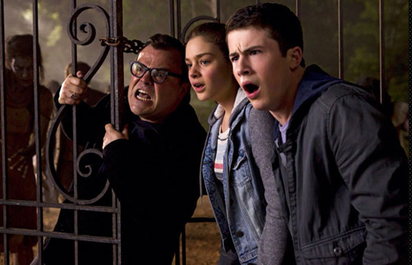 Jack Black Odeya Rush and Dylan Minnette in Goosebumps