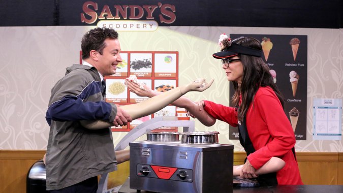 Jimmy Fallon and Sandra Bullock