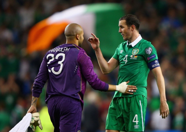 John O'Shea of Republic of Ireland celebrates with Darren Randolph.
                      2015 Getty Images