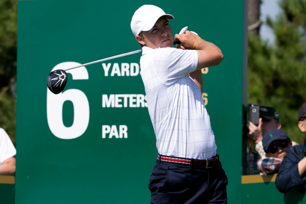 Jordan Spieth tees off