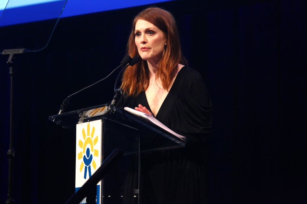 NEW YORK NY- JUNE 01 Actress Julianne Moore speaks onstage at the Childrens Health Fund Annual Gala at Jazz at Lincoln Center