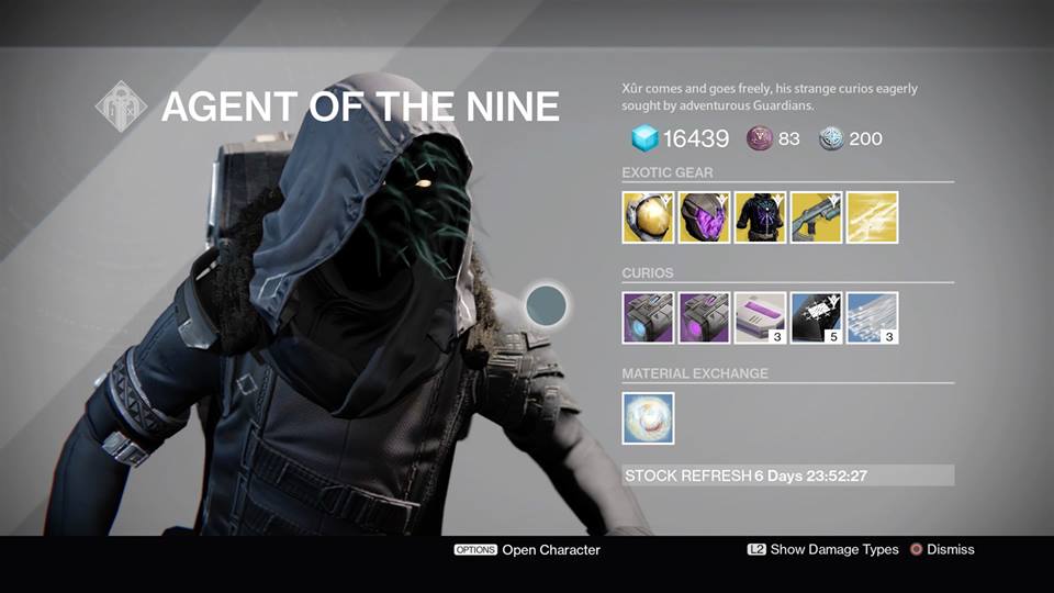 Destiny Xur October 30- November1