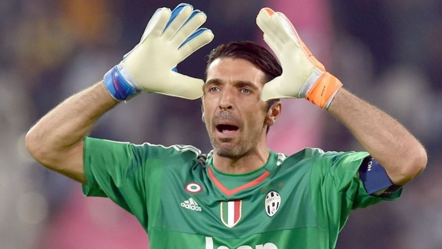 TURIN ITALY- SEPTEMBER 30 Gianluigi Buffon of Juventus reacts during the UEFA Champions League group E match between Juventus and Sevilla FC