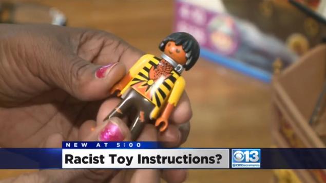 A Playmobil pirate ship toy has been called racist for including a dark-skinned figurine with instructions to put a slave collar around its neck