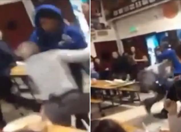 A Florin High School student body slammed his principal during a lunch room fight Monday