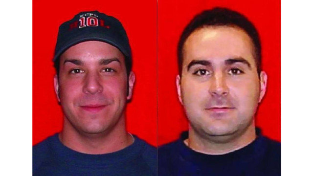 Kansas City Firefighters Larry Leggio left and John Mesh were killed Monday night