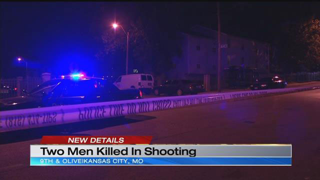 Someone reported hearing gunshots just before 9:30 p.m. at Ninth and Olive streets. Police say officers responding to a report of the shooting found two black males with gunshot wounds. The victims were declared dead at the scene