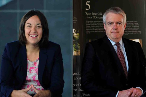 Kezia Dugdale leader of the Scottish labour party and Welsh First Minister Carwyn Jones