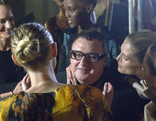 25 2014 Israeli creative director Alber Elbaz acknowledges effusive applause by models after the presentation of Lanvin Spring  Summer 2015 ready-to-wear fashion collection presented in Paris France. The