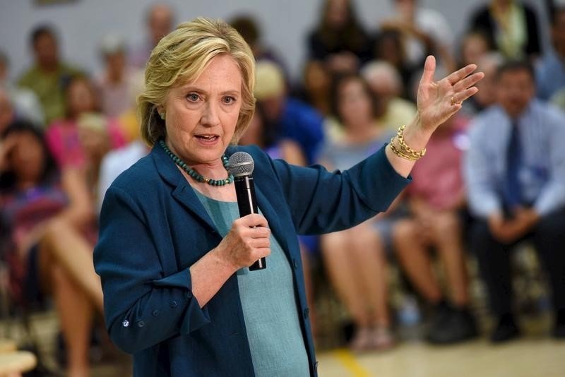 U.S. Democratic presidential candidate Hillary Clinton speaks at the Town Hall Meeting at The Boys and Girls Club of America campaign event in Concord New Hampshire