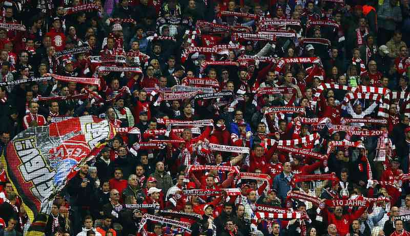 Supporters of Bayern Munich party in the stands before their Champions League Group F match against Dinamo Zagreb in Munich Germany yesterday. Bayern's 5-0 victory has fired a warning shot to potential title challengers across the continent. – Reuters