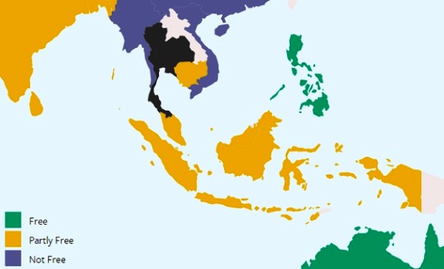 Map showing the Philippines as the only Asean country with Internet freedom