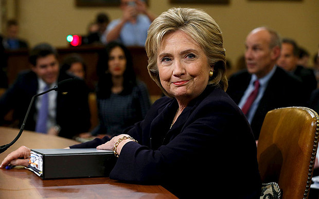 Former Secretary of State and Democratic Presidential candidate Hillary Clinton appears before the House Select Committee on Benghazi on Capitol Hill in Washington DC USA 22 October 2015