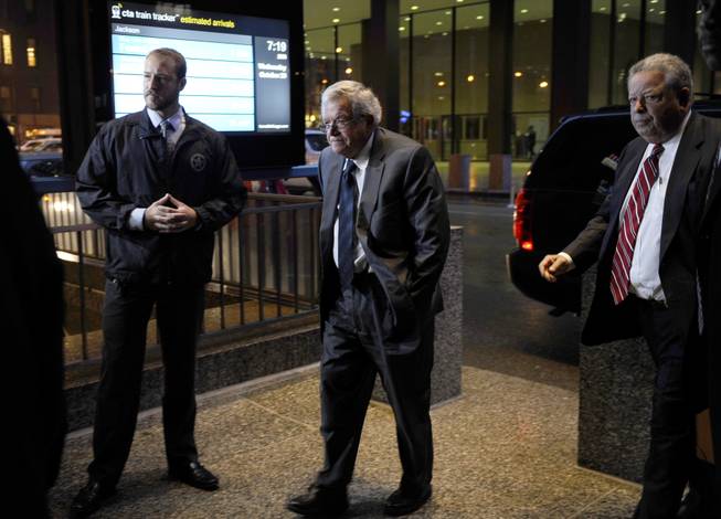 Matt Marton AP Former House Speaker Dennis Hastert center arrives at the federal courthouse Wednesday Oct. 28 2015 in Chicago