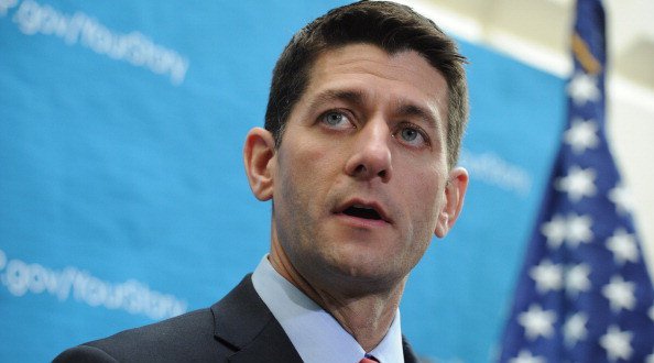 WASHINGTON DC- DECEMBER 11 Chairman of the House Budget Committee Rep. Paul Ryan offers remarks while joined by others form the GOP leadership during a media availability following a Republican Conference meeting at the U.S. Capitol December