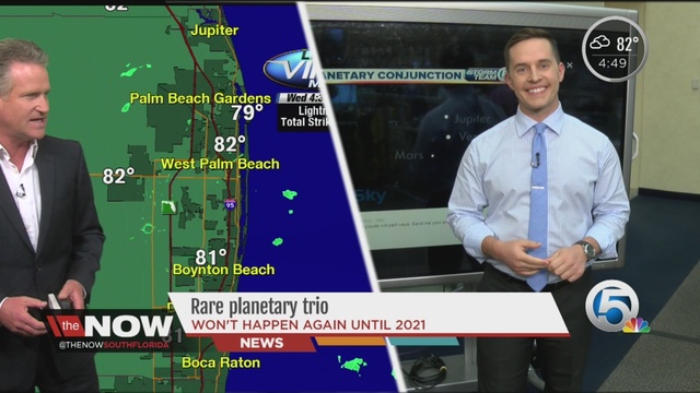 Meteorologist Tyler Mauldin talks about tonight's rare planetary conjunction.                      WPTV