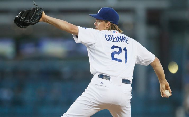 Los Angeles Dodgers starting pitcher Zack Greinke delivers against the San Diego Padres during the second inning of a baseball game Saturday Oct. 3 2015 in Los Angeles