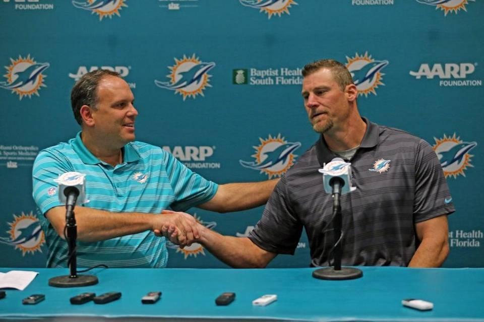 Dan Campbell started with the Dolphins as an intern in 2010. He's moving from tight ends coach to interim head coach replacing Joe Philbin