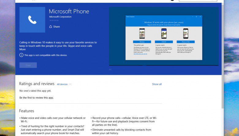 Microsoft Phone app appears in the Windows Store for Windows 10
Ron  Oct 4 2015 at 11:07