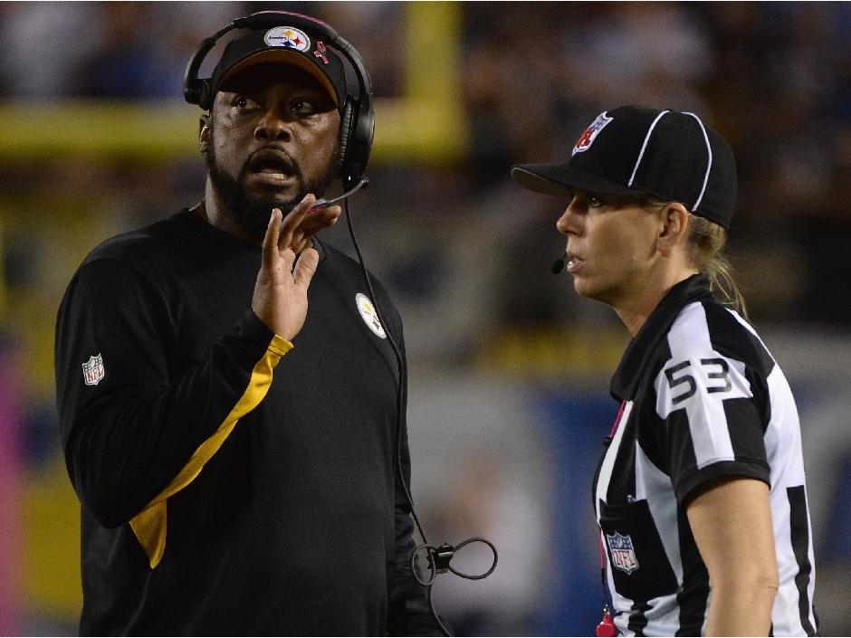 No one participating in the game including Steelers head coach Mike Tomlin and line judge Sarah Thomas noticed the problem with the clock in the fourth quarter of Monday's game in San Diego